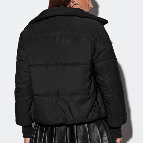 Quilted puffer zip up jacket winter black - Picture 3 of 3
